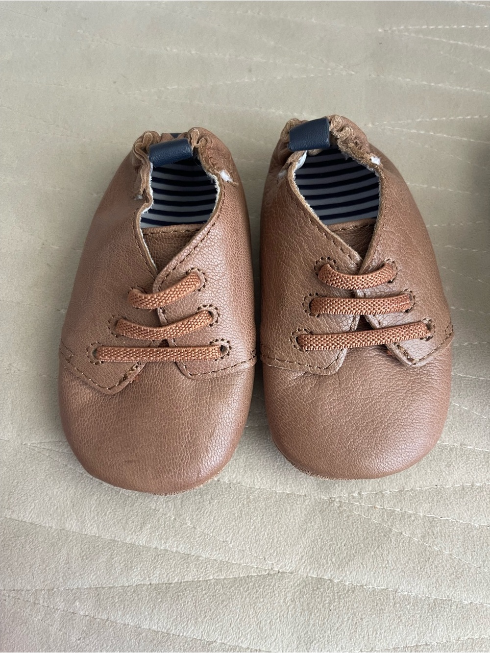 Robeez Brown Soft Sole Baby Lace-Up Shoes